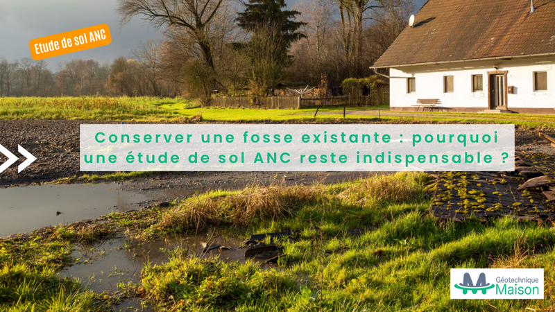 Fosse septique ancienne sur un terrain de maison individuelle